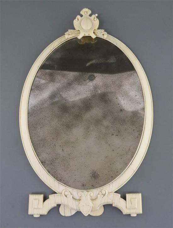 An 18th century French Dieppe ivory toilet mirror, c.1765, 17.25in. width 10.5in.